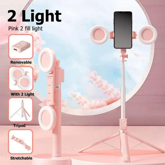 6-in-1 Selfie Stick Tripod with Fill Light & Wireless Remote
