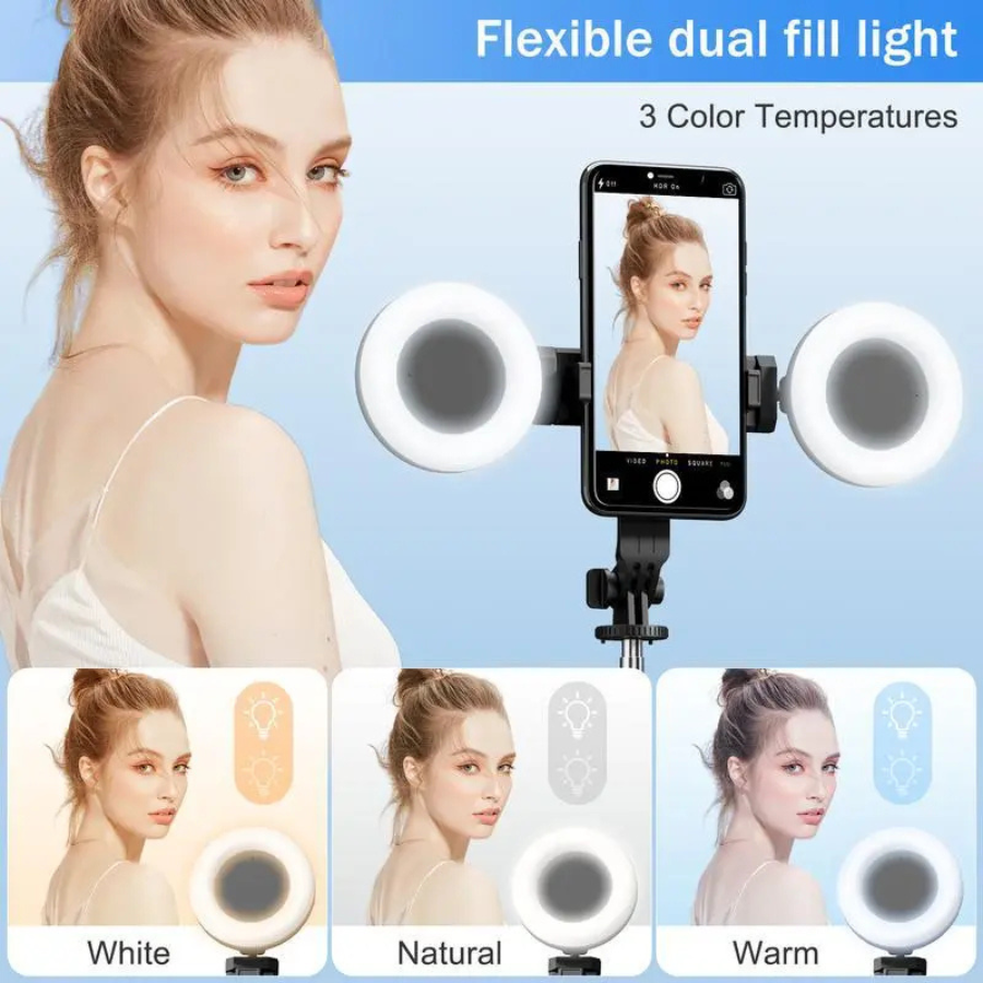 6-in-1 Selfie Stick Tripod with Fill Light & Wireless Remote
