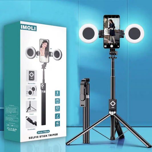 6-in-1 Selfie Stick Tripod with Fill Light & Wireless Remote