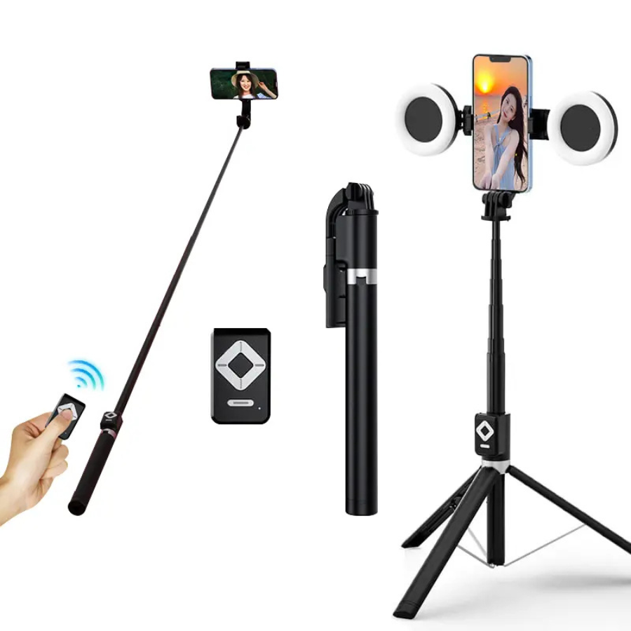 6-in-1 Selfie Stick Tripod with Fill Light & Wireless Remote