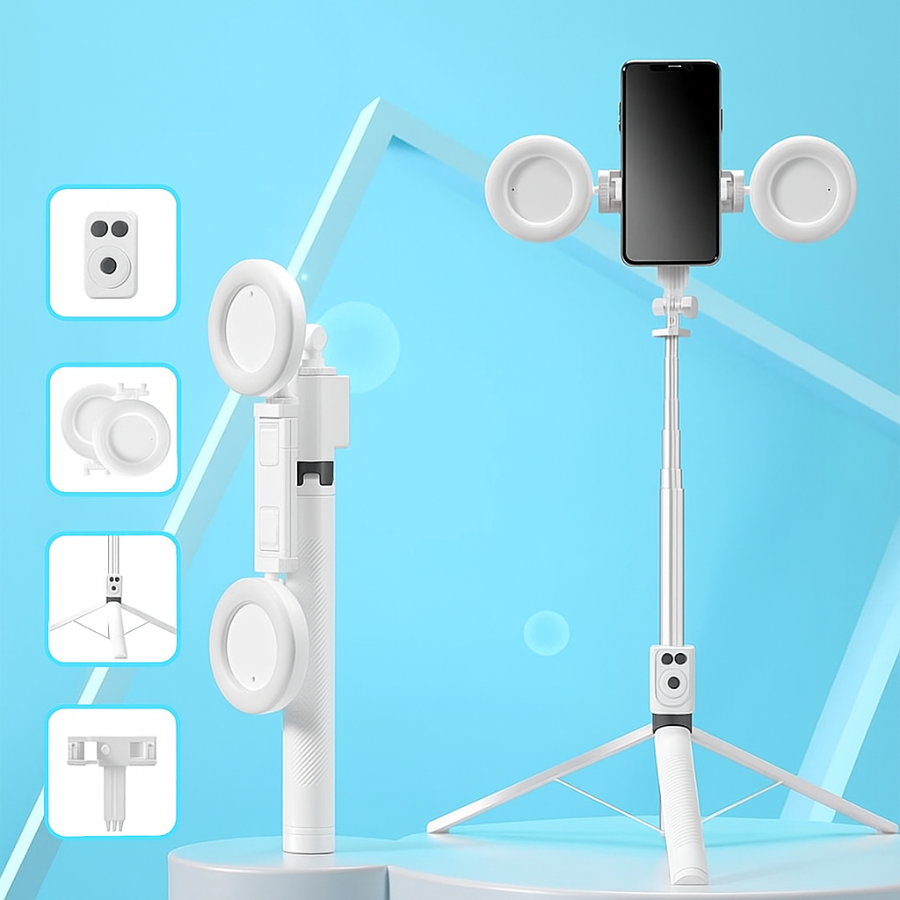 6-in-1 Selfie Stick Tripod with Fill Lights & Wireless Remote